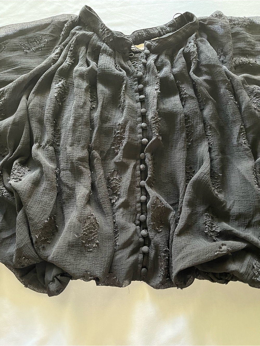 Zara Black Textured blouse USA LARGE MEX 30 - Picture 2 of 3